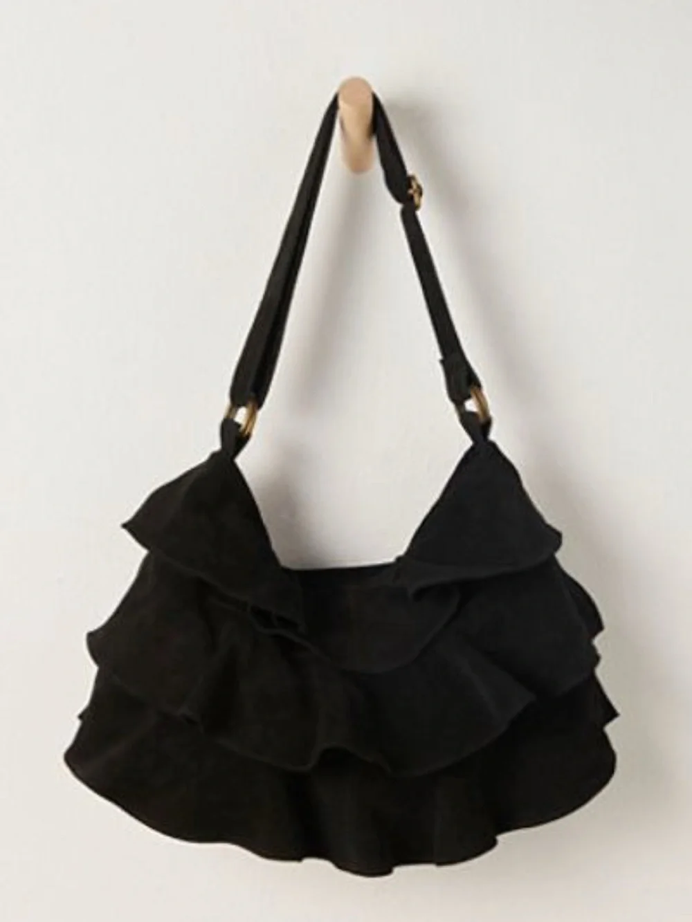 Free People Black Suede Hobo Shoulder Bag